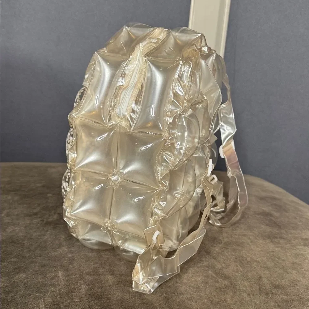 White/Silver Inflatable 90’s Retro Bubble BackPack Foam Ball One Size VINTAGE